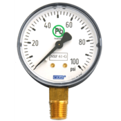 WIKA 111.10DW Drinking Water Pressure Gauge Brass, Plastic Case 2-1/2", 1/4", Dry, 0 to 160 PSI